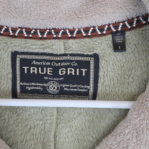 True Grit Fleece Pullover‎ Mens Large Beige Half Zip Casual Sweater - Picture 3 of 7